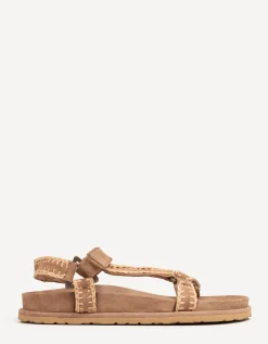 Laidback London Hess Suede Sandals Camel