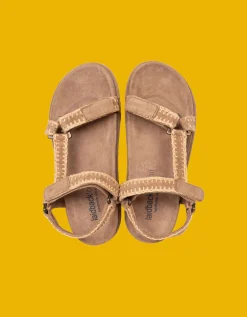 Laidback London Hess Suede Sandals Camel