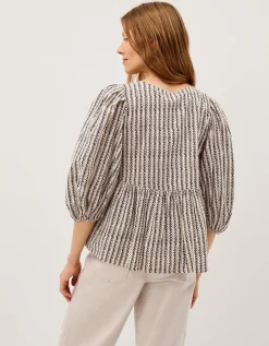 Laila Embellished Print Blouse Ivory