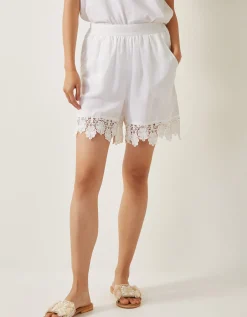 Lara Floral Embroidered Shorts White