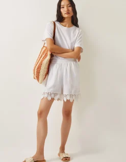 Lara Floral Embroidered Shorts White