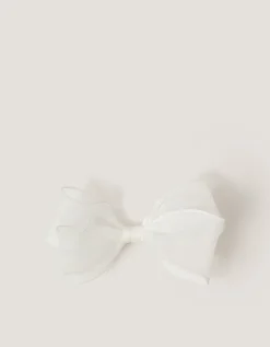 Large Organza Bow Hair Clip Ivory