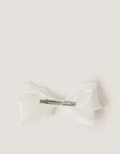 Large Organza Bow Hair Clip Ivory