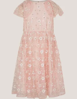 Latifa Floral Embellished Party Dress Pink