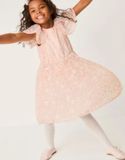 Latifa Floral Embellished Party Dress Pink