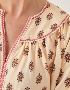 Laurie Floral Print Jersey Top Ivory