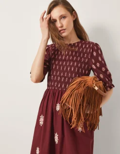 Laurie Floral Smocked Midi Dress Red