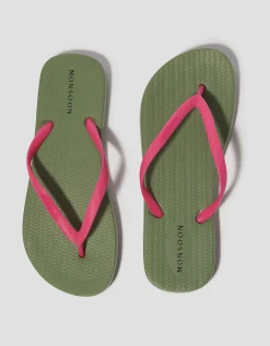 Lea Contrast Flip Flops Green