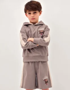 League Hoodie & Shorts Set Brown
