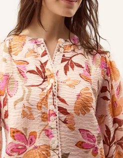 Leila Floral Print Blouse Ivory