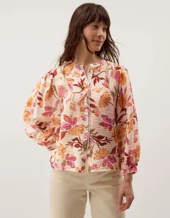 Leila Floral Print Blouse Ivory