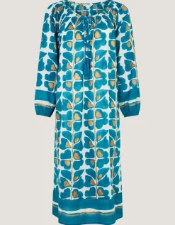 Leila Print Midi Beach Dress Teal