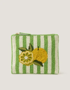 Lemon Beaded Pouch