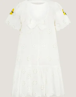 Lemon Embroidered Broderie Dress White