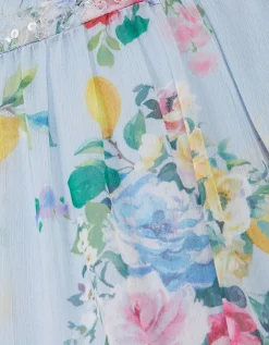 Lemon Rose Print Party Dress Multi