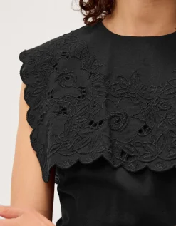 Lexi Embroidered Bib Mini Dress Black