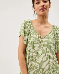 Lillie Leaf Print Jumpsuit Green