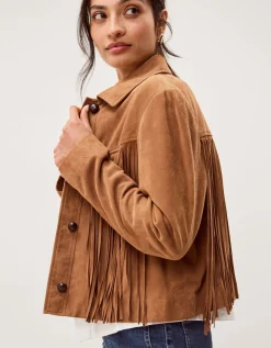Lily Fringe Suede Jacket Tan