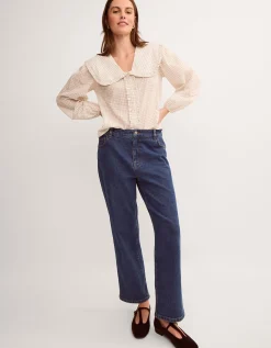 Lily Peter Pan Collar Check Shirt Ivory
