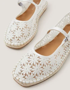 Lola Lace Espadrille Flats Ivory