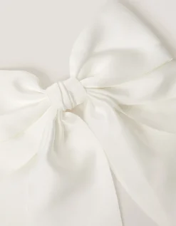 Long Tiered Satin Bow Hair Clip Ivory