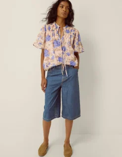 Lori Floral Bubble Hem Blouse Ivory