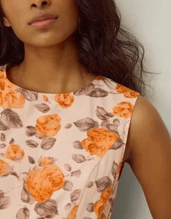 Lori Sleeveless Floral Midi Dress Orange