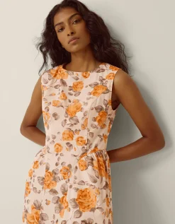 Lori Sleeveless Floral Midi Dress Orange