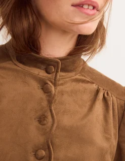 Lucia Faux Suede Jacket Brown