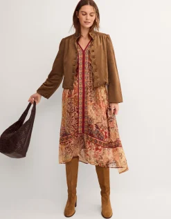 Lucia Faux Suede Jacket Brown