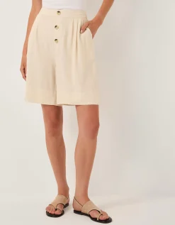 Lucy Linen Blend Longline Shorts Natural
