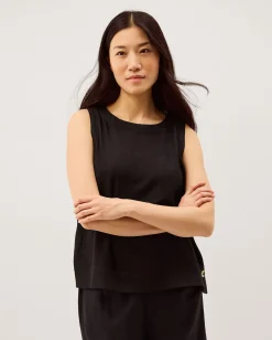 Lucy Linen Blend Tank Top Black