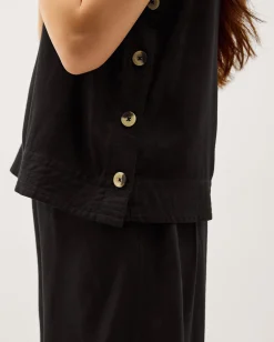 Lucy Linen Blend Tank Top Black