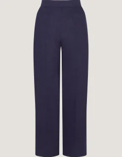 Lucy Short Straight Leg Linen Trousers Blue