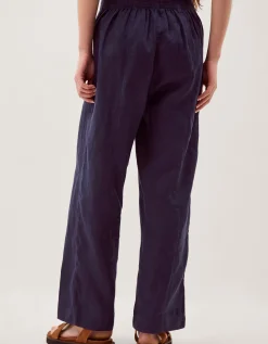 Lucy Short Straight Leg Linen Trousers Blue