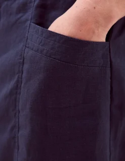 Lucy Short Straight Leg Linen Trousers Blue