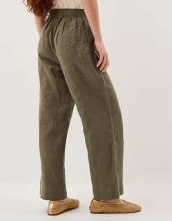 Lucy Short Straight Leg Linen Trousers Green