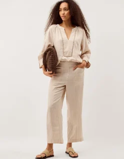 Lucy Short Straight Leg Linen Trousers Natural