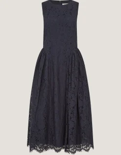 Lydia Sleeveless Lace Midi Dress Blue