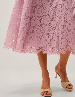 Lydia Sleeveless Lace Midi Dress Pink