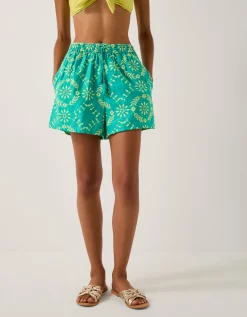Lyla Floral Embroidered Shorts Blue