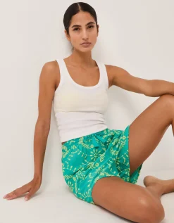Lyla Floral Embroidered Shorts Blue