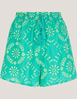 Lyla Floral Embroidered Shorts Blue