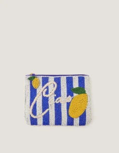 Lyra Lemon Beaded Pouch