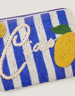 Lyra Lemon Beaded Pouch