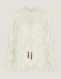 Lyra Sheer Devoré Blouse Ivory