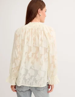 Lyra Sheer Devoré Blouse Ivory