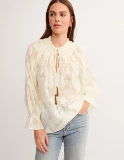 Lyra Sheer Devoré Blouse Ivory