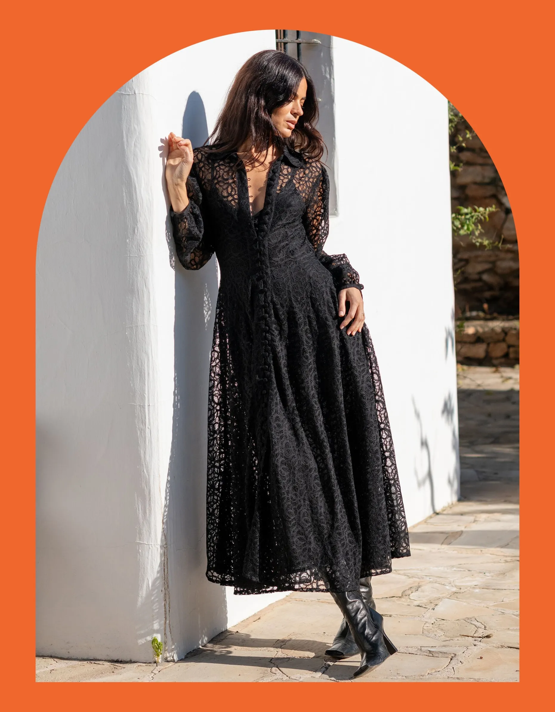 Lyrical Sisters Chira Lace Shirt Dress Black