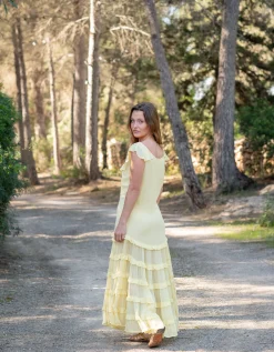 Lyrical Sisters Frill Tiered Maxi Dress Yellow